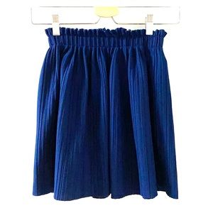 Navy Blue Zara Girls Pleated Elastic Waist Skirt